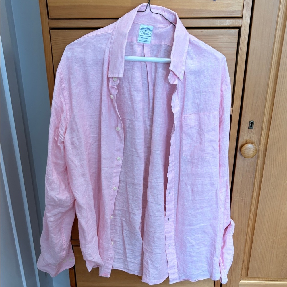 Brooks Brothers Light Pink linen Button Down Shirt